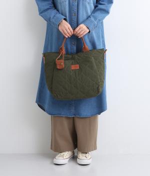 ナイロンキルティング2wayトート(カーキ-F)