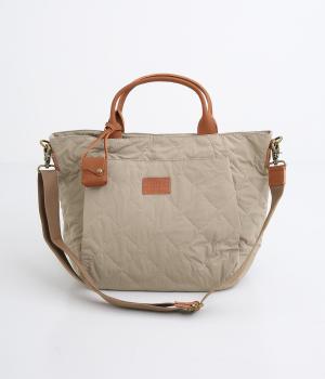 ナイロンキルティング2wayトート(グレーベージュ-F)