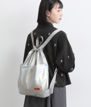 ナイロンビッグポケットナップサック(シルバー-ONESIZE)