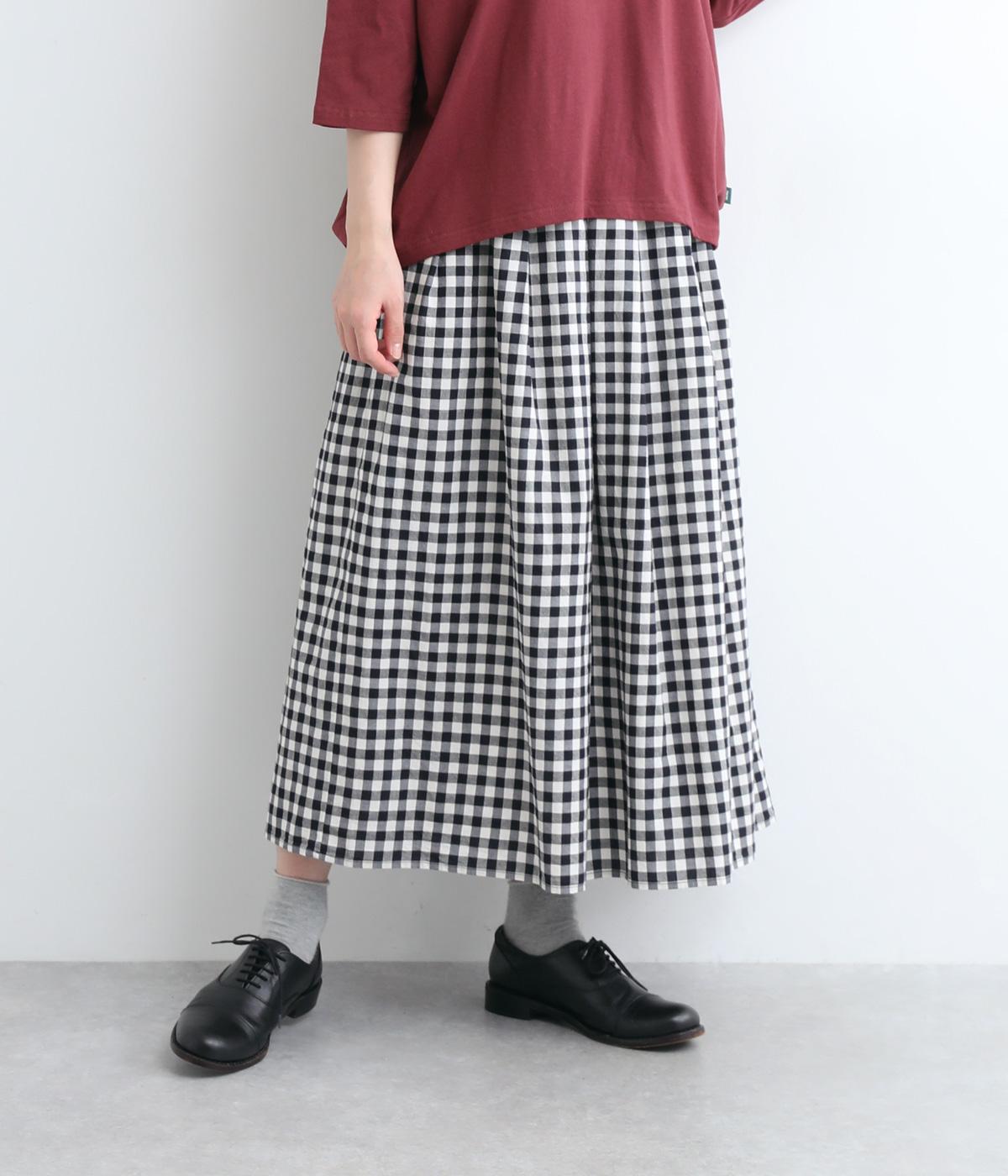 ギンガムチェック　タックスカート(ブラック-ONESIZE)
