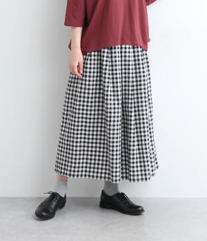 ギンガムチェック　タックスカート(ブラック-ONESIZE)