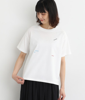 ミニロゴ刺繍カラーTシャツ(オフホワイト-ONESIZE)