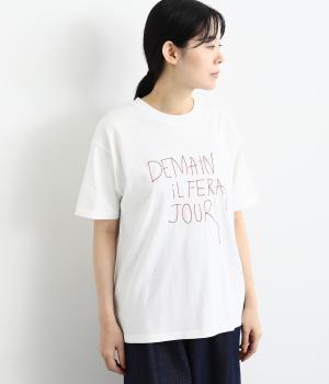 ロゴ刺繍Tシャツ(オフホワイト-F)