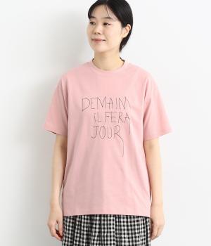 ロゴ刺繍Tシャツ(ピンク-F)