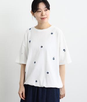 フラワー刺繍bigTシャツ