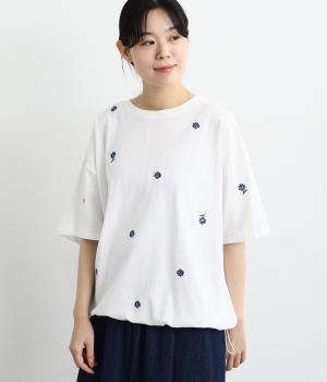 フラワー刺繍bigTシャツ(オフホワイト-F)