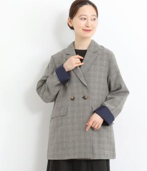 ダブルブレストテーラードジャケット(チェック-F)