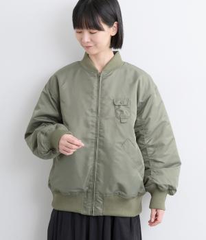 ナイロンツイル　MA-1ブルゾン(カーキ-F)