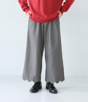 スカラップヘムイージーパンツ(グレー-F)