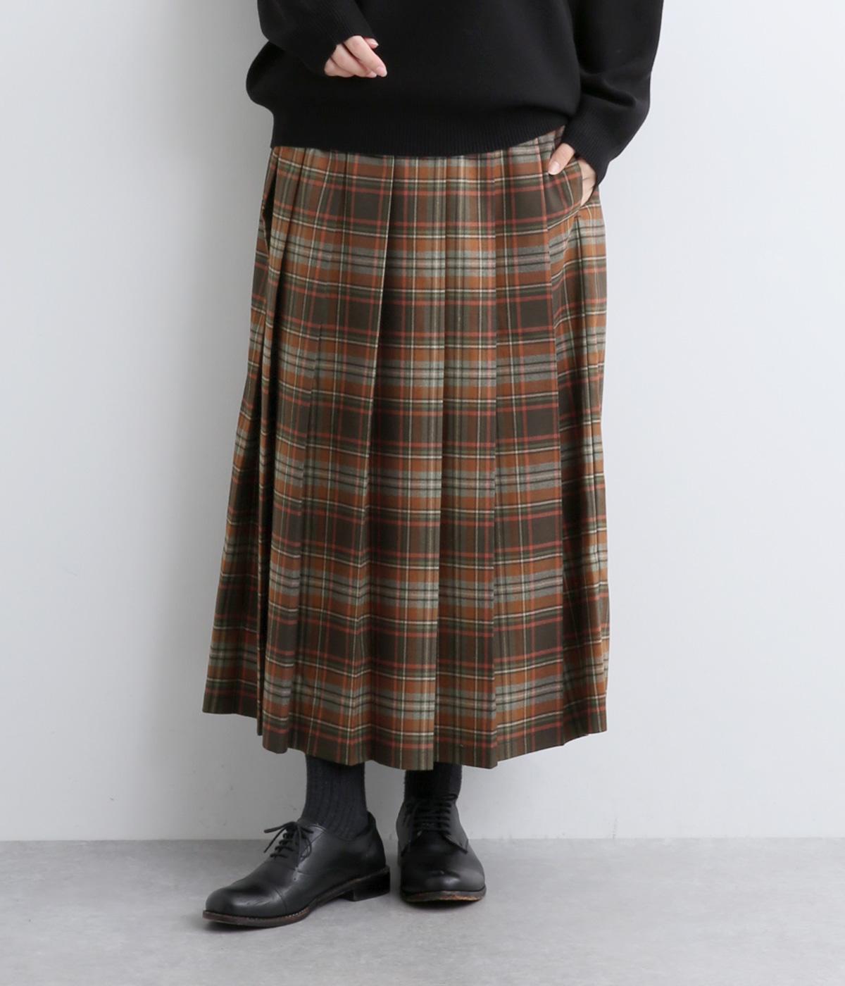 2wayチェックプリーツスカート(オレンジ-F)
