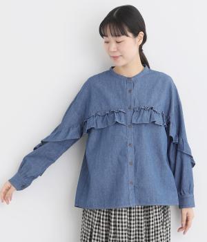 ランダムフリルデニムシャツ(フェイド-F)