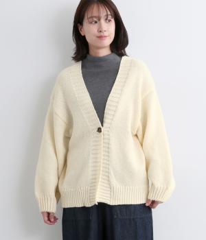 バックロゴ刺繍ルーズカーディガン(アイボリー-F)