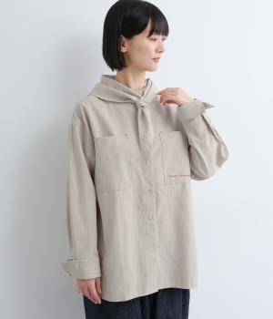 ネッカチーフ付きポケットシャツ(ライトベージュ-F)