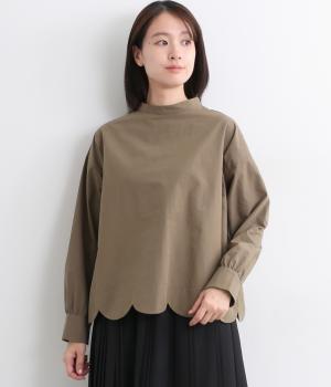 2wayスカラップヘム長袖ブラウス