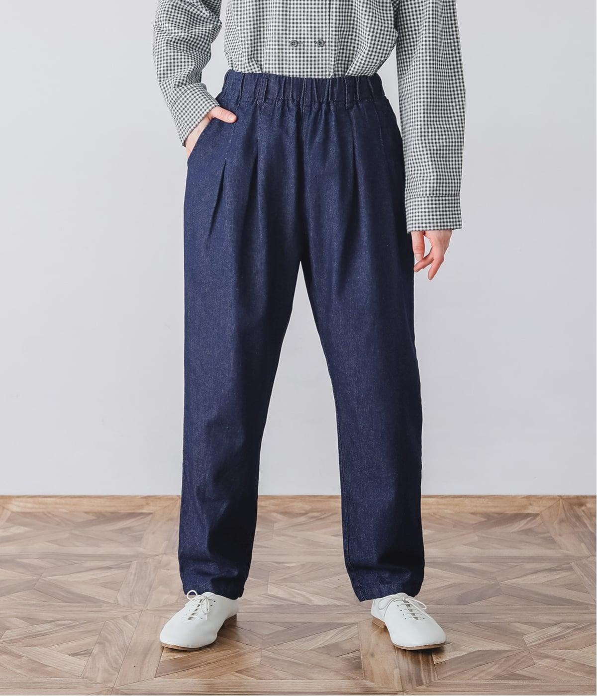 コットンnormesとりポケットパンツ(インディゴ-F)