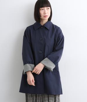 ミドル丈ステンカラーコート(ネイビー-F)