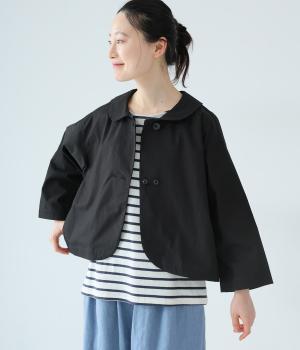 ラウンドカラークロップドジャケット(ブラック-F)