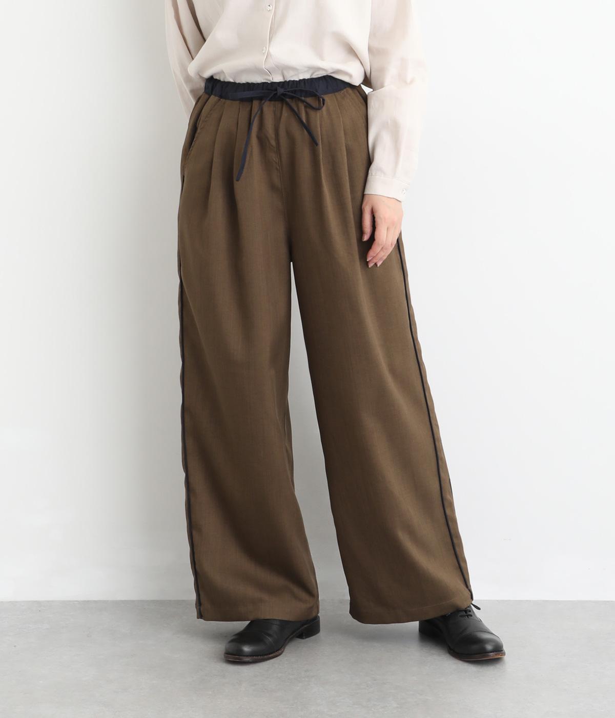 サイドラインタックイージーパンツ(ダークブラウン-F)