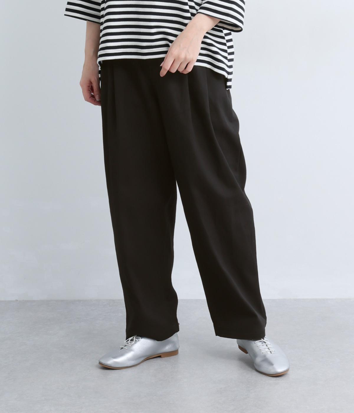 コットンボリュームタックパンツ(ブラック-F)