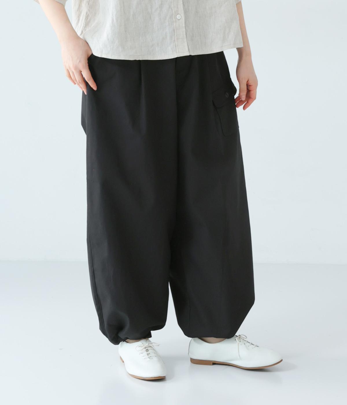 裾ドロストコクーンパンツ(ブラック-F)