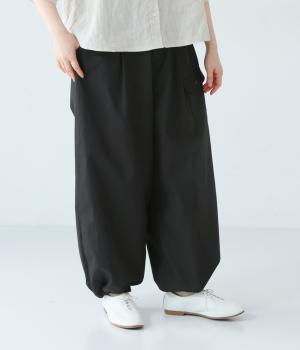裾ドロストコクーンパンツ(ブラック-F)