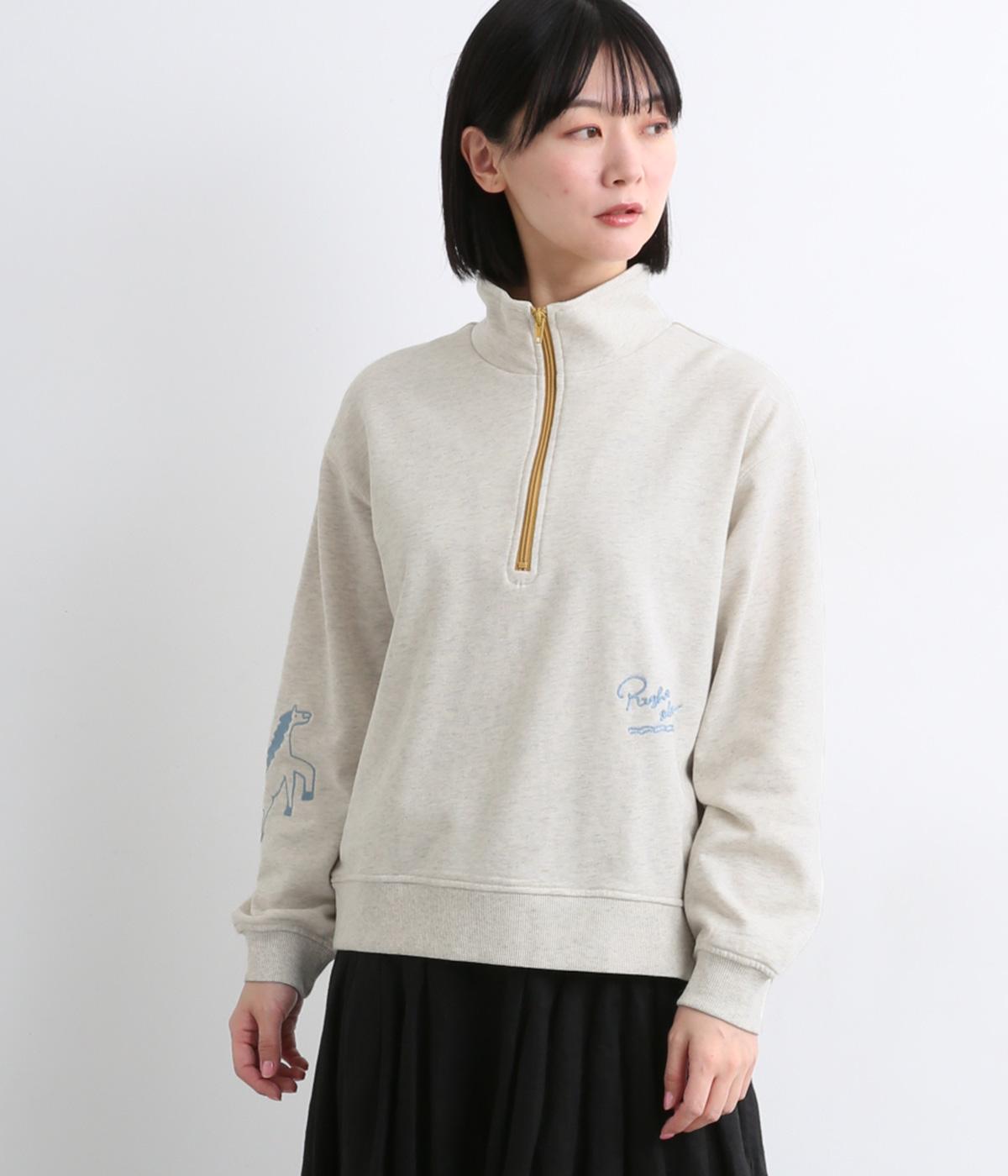 HORSE刺繍ZIPあき裏毛プルオーバー｜POU DOU DOU（プードゥドゥ）の