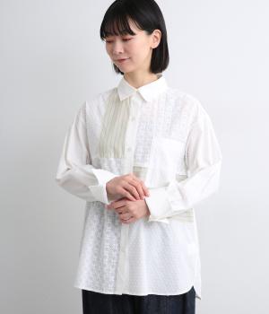 パッチワークオーバーシャツ(オフホワイト-F)