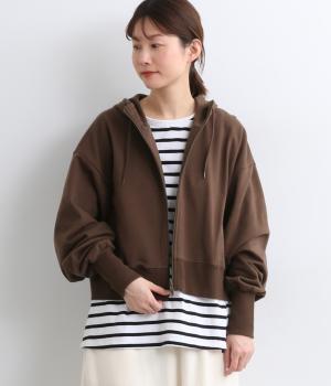 ボリューム袖裏毛フーディパーカー(ブラウン-F)