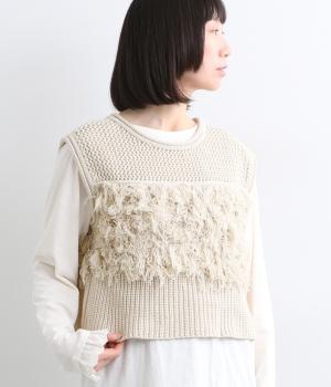 2wayループ編みニットベスト(アイボリー-F)
