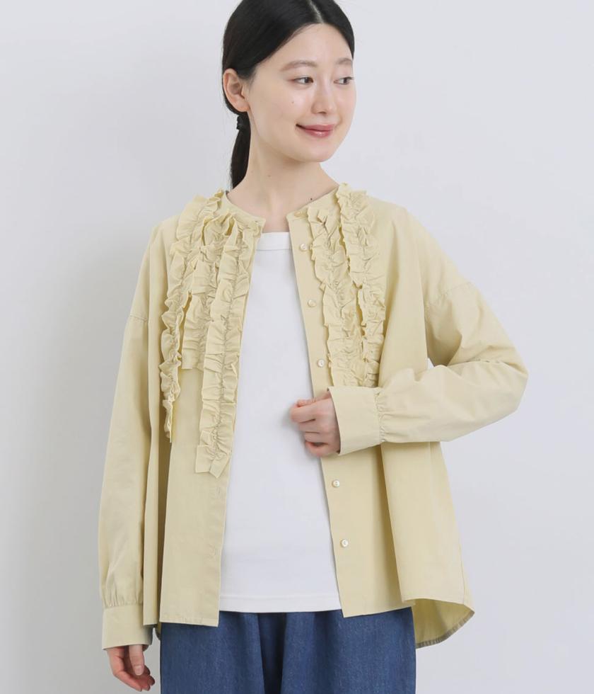 コットンブロードランダムフリルシャツ