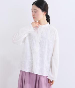 コットンスカラップ刺繍ブラウス(オフホワイト-F)