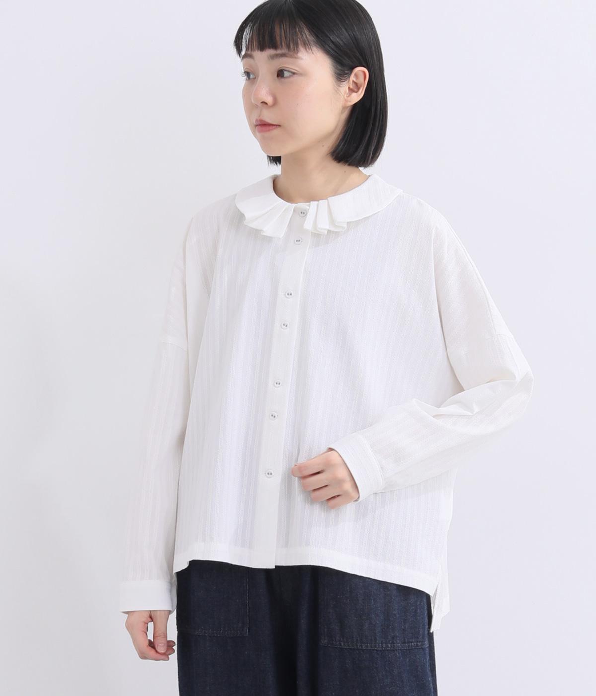 タック襟ボックスシャツ(オフホワイト-F)