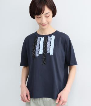 コットン天竺アソートランダムフリルトップス(ネイビー-F)