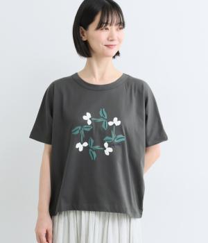 サークルすみれプリントドルマントップス(ダークグレー-F)