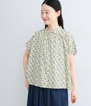 すみれプリントギャザーブラウス