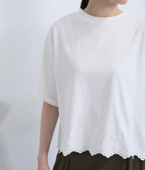 バードスカラップ刺繍Tee(オフホワイト-F)