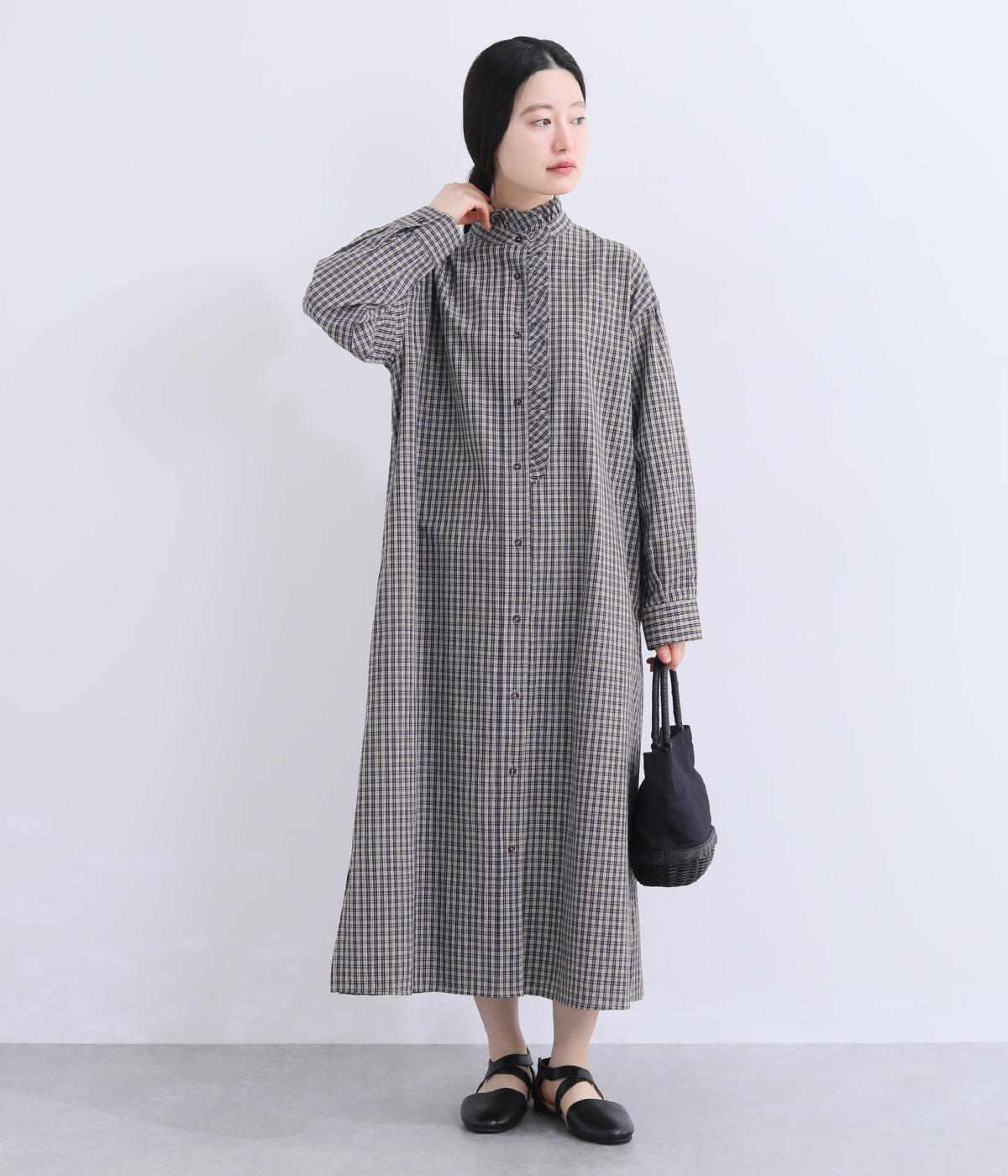 フリルシャツワンピース(チェック-F)