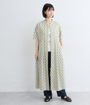 すみれプリントシャツワンピース(ベージュ-F)