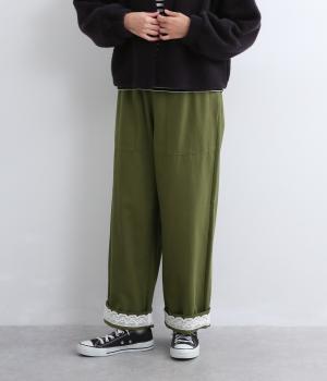 裾レースストレートパンツ