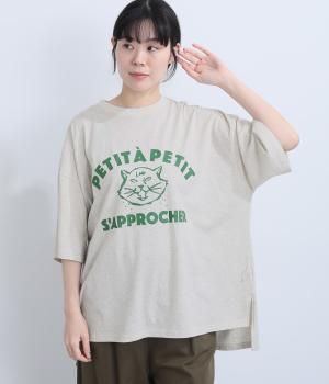 WILDCATプリントワイドTee(オートミール-F)