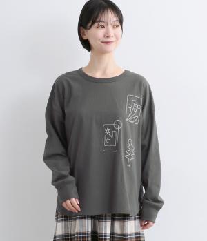 モチーフ刺繍プルオーバー（ダークグレー・F）