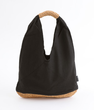 リネン　トライアングルバッグ(ブラック-ONESIZE)