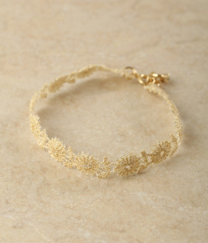 メタリックフラワーレースブレスレット(ゴールド-ONESIZE)