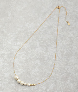 グラデコットンパール＆ビーズ　ネックレス(ゴールド-ONESIZE)