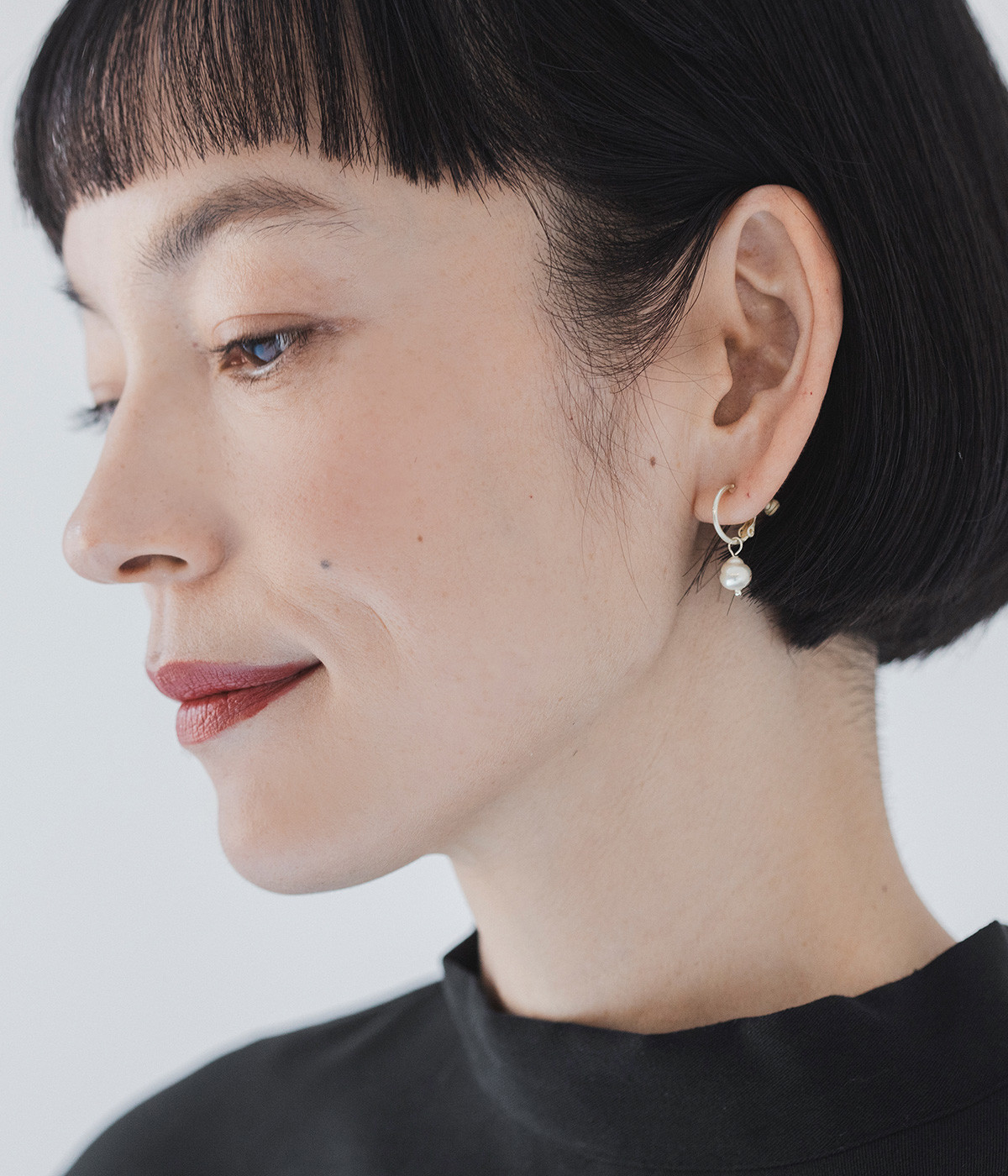 ドロップパール　フープイヤリング(シルバー-ONESIZE)