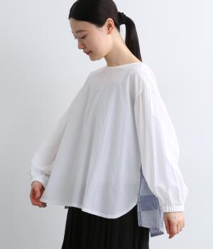 コットンチェックうしろ切替ブラウス(オフ-F)