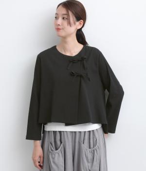 コットンポリエステルリボンカーディガン