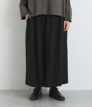 リネンウールガウチョパンツ(ブラック-F)