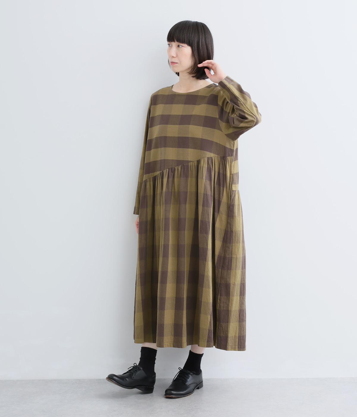 ブロックチェック切替ワンピース｜+One（プラワン）の商品詳細