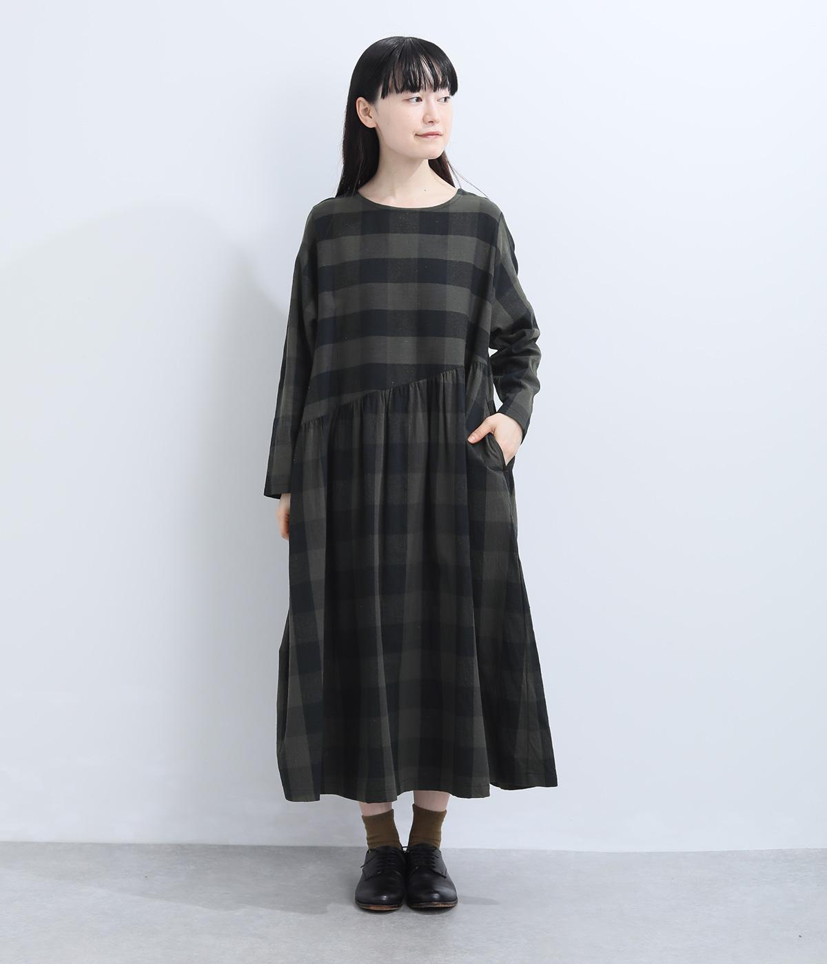 ブロックチェック切替ワンピース｜+One（プラワン）の商品詳細